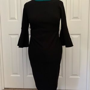 Calvin Klein black flare sleeve dress, size 8